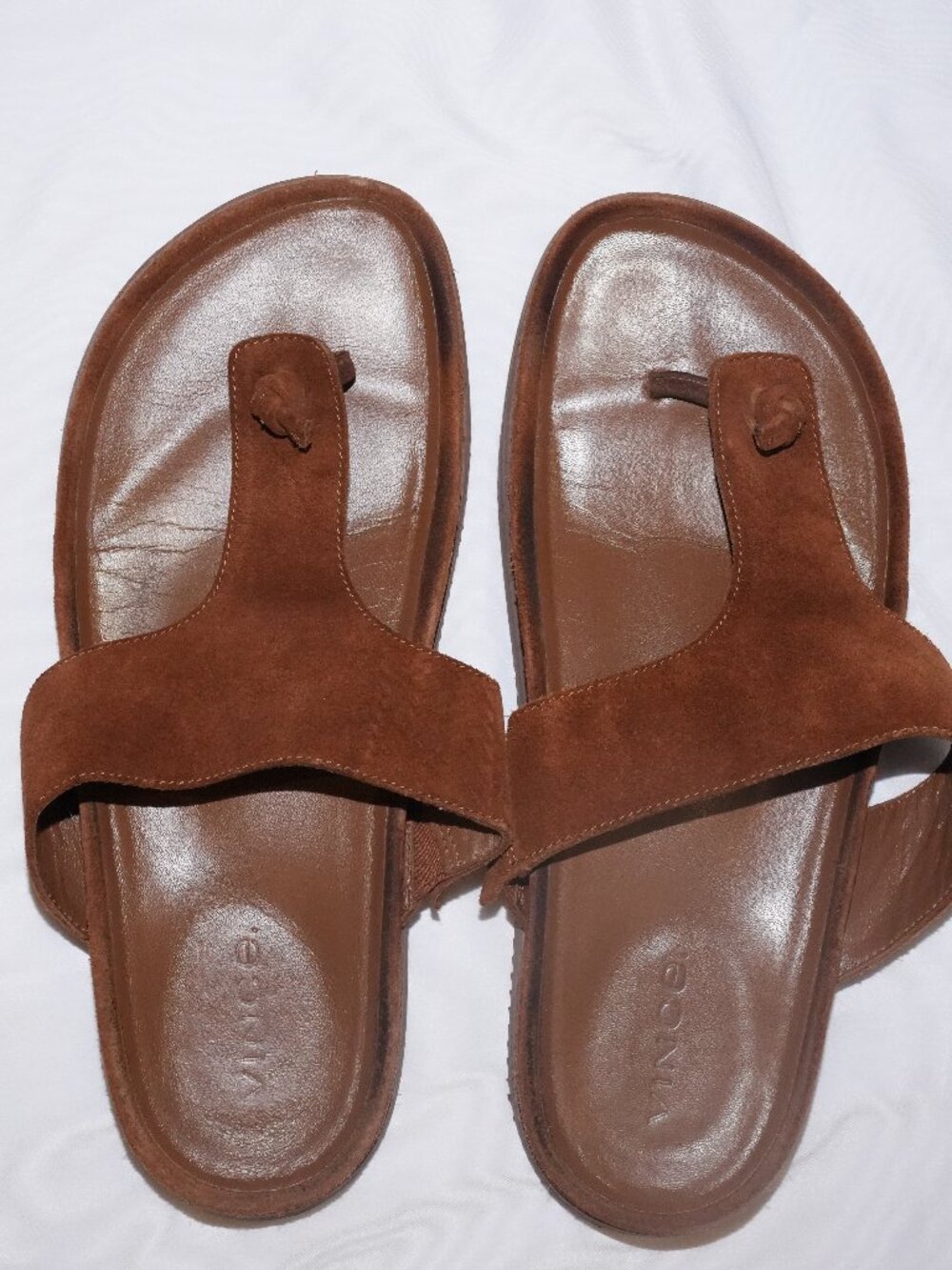 Vince Dali Men's Leather Thong Sandals Tan 9.5